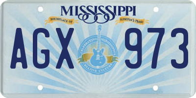 MS license plate AGX973