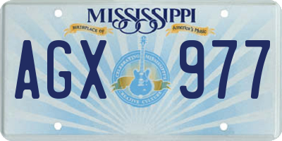 MS license plate AGX977