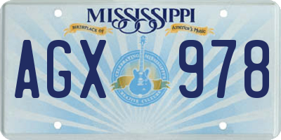 MS license plate AGX978