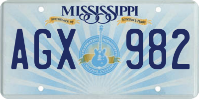 MS license plate AGX982