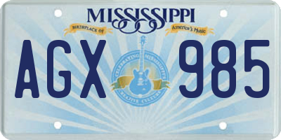 MS license plate AGX985