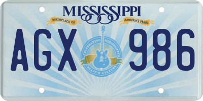 MS license plate AGX986