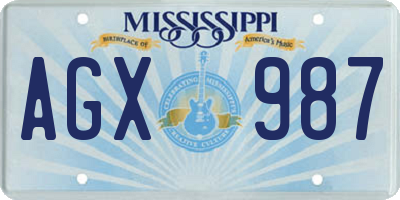 MS license plate AGX987