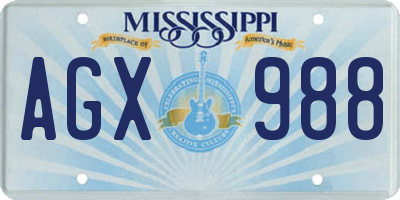 MS license plate AGX988