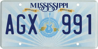 MS license plate AGX991