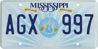 MS license plate AGX997