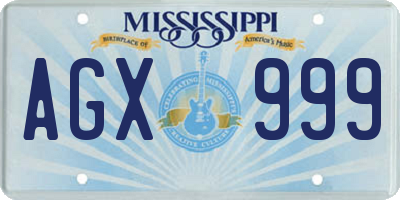 MS license plate AGX999