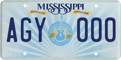 MS license plate AGY000