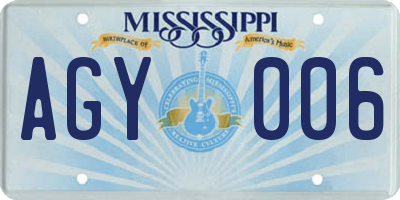 MS license plate AGY006
