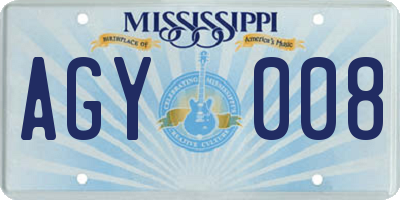 MS license plate AGY008