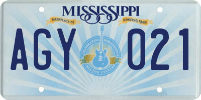 MS license plate AGY021