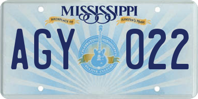 MS license plate AGY022