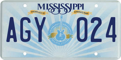 MS license plate AGY024