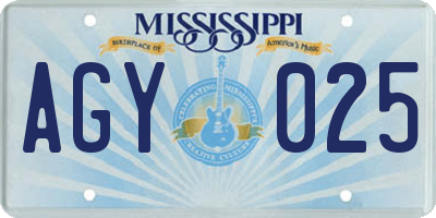 MS license plate AGY025