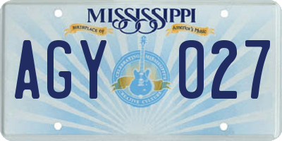 MS license plate AGY027