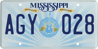 MS license plate AGY028