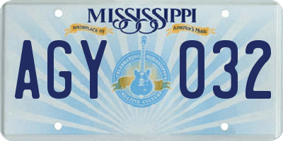 MS license plate AGY032