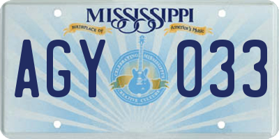 MS license plate AGY033