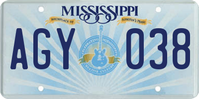 MS license plate AGY038
