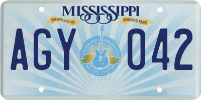 MS license plate AGY042
