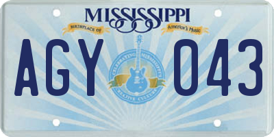 MS license plate AGY043