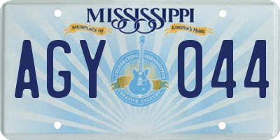 MS license plate AGY044