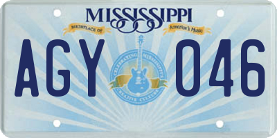 MS license plate AGY046