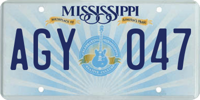 MS license plate AGY047