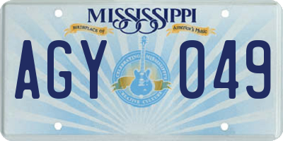 MS license plate AGY049