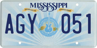 MS license plate AGY051