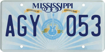 MS license plate AGY053