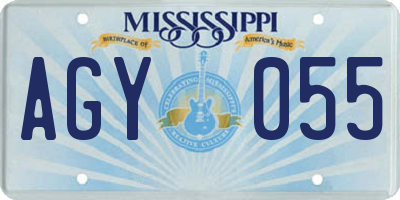 MS license plate AGY055