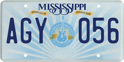 MS license plate AGY056