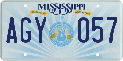 MS license plate AGY057