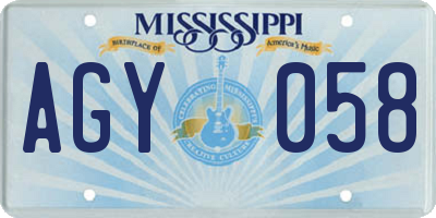 MS license plate AGY058