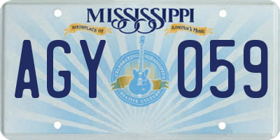 MS license plate AGY059