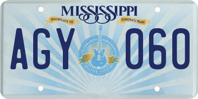 MS license plate AGY060