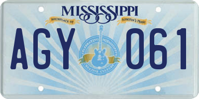 MS license plate AGY061
