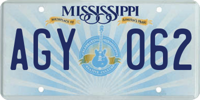 MS license plate AGY062