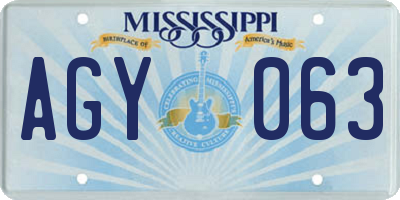 MS license plate AGY063