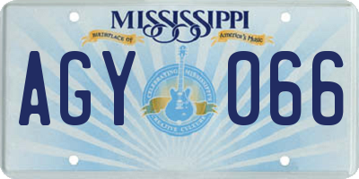 MS license plate AGY066