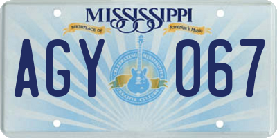 MS license plate AGY067