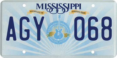 MS license plate AGY068