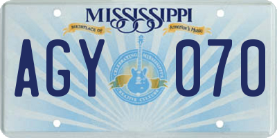 MS license plate AGY070