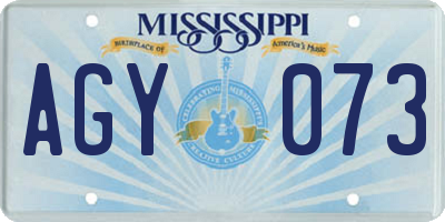 MS license plate AGY073
