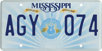 MS license plate AGY074