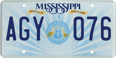 MS license plate AGY076