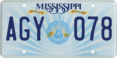 MS license plate AGY078