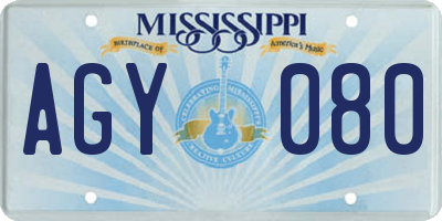 MS license plate AGY080