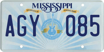 MS license plate AGY085